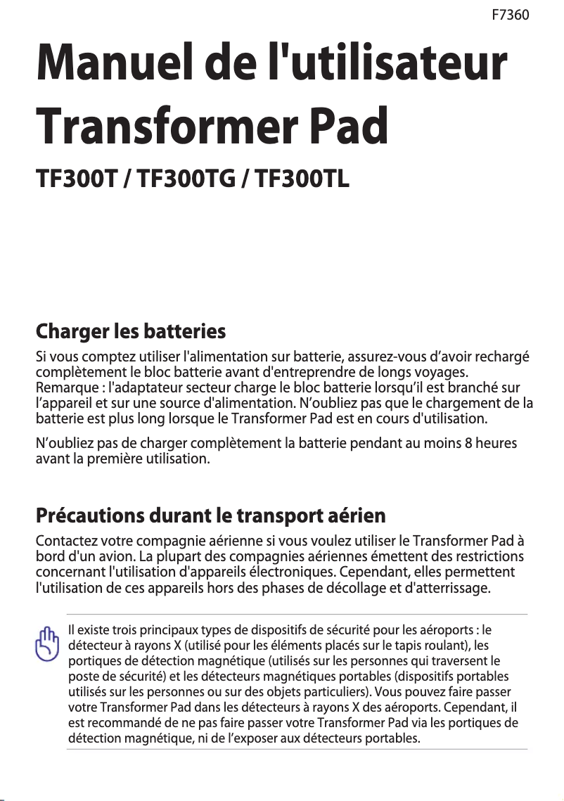 Page n°1 - Manuel utilisateur Asus Transformer Pad TF300TL