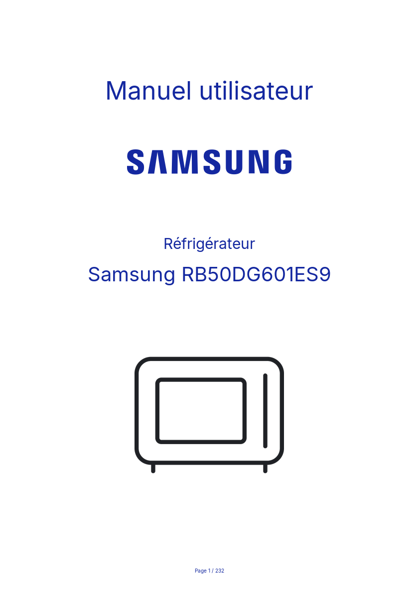 Image de la première page du manuel de l'appareil RB50DG601ES9