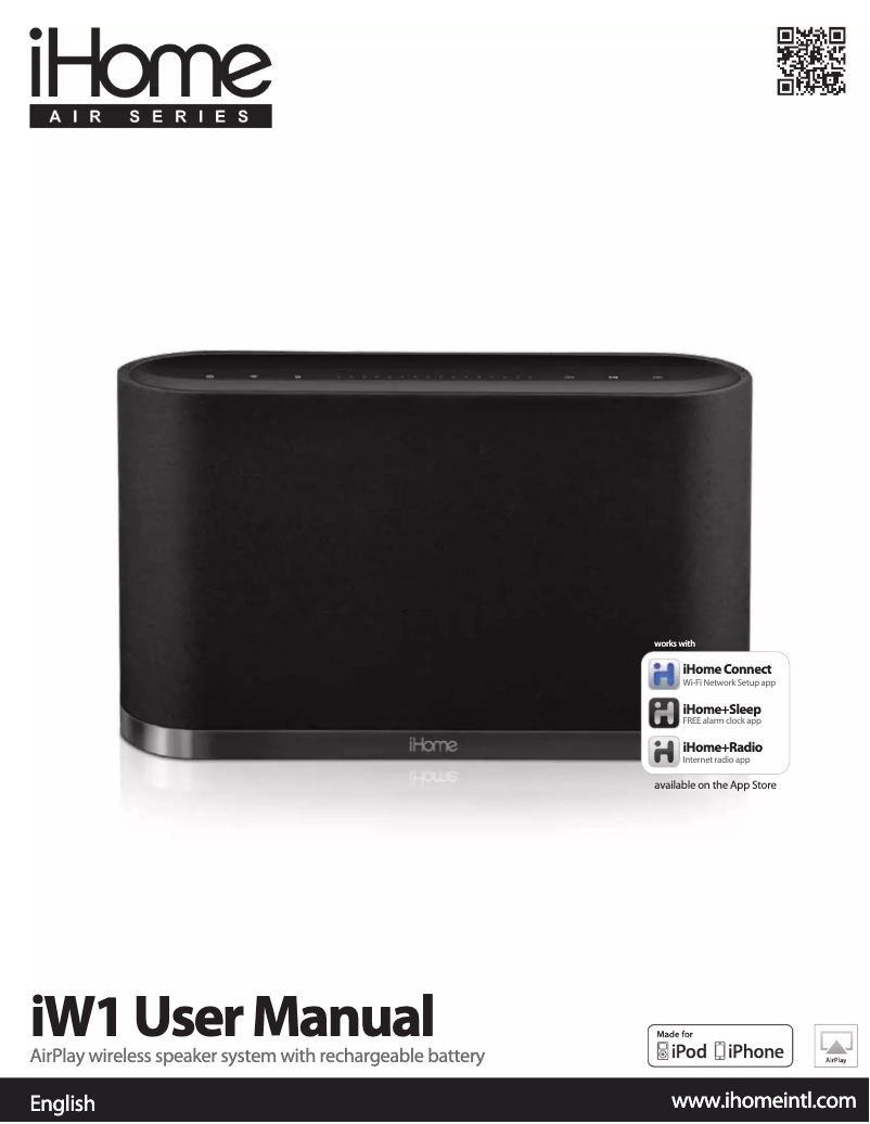 Page 1 de la notice Manuel utilisateur iHome iW1 AirPlay