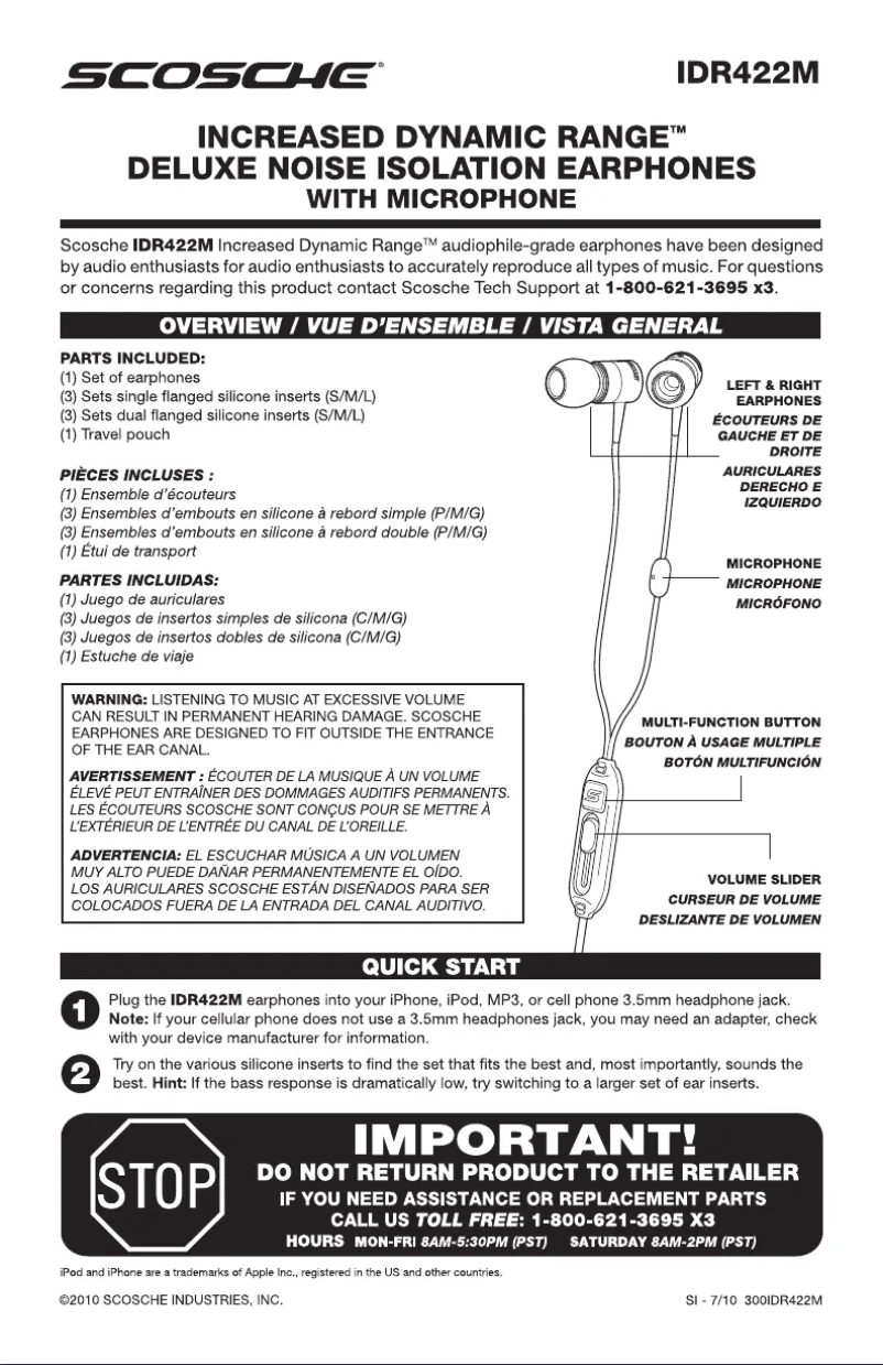 Imagen de la primera página del manual del dispositivo IDR422M