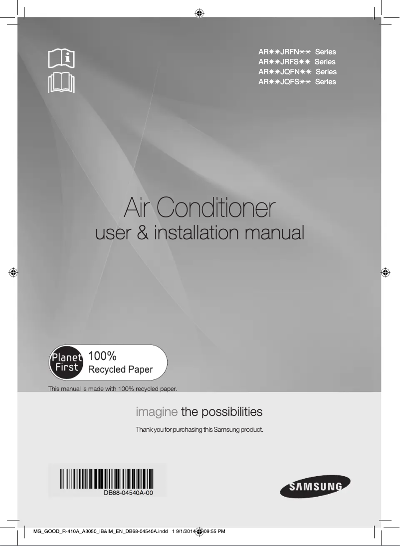 Page n°1 - Manuel utilisateur Samsung AR12JQFNBWK/MG