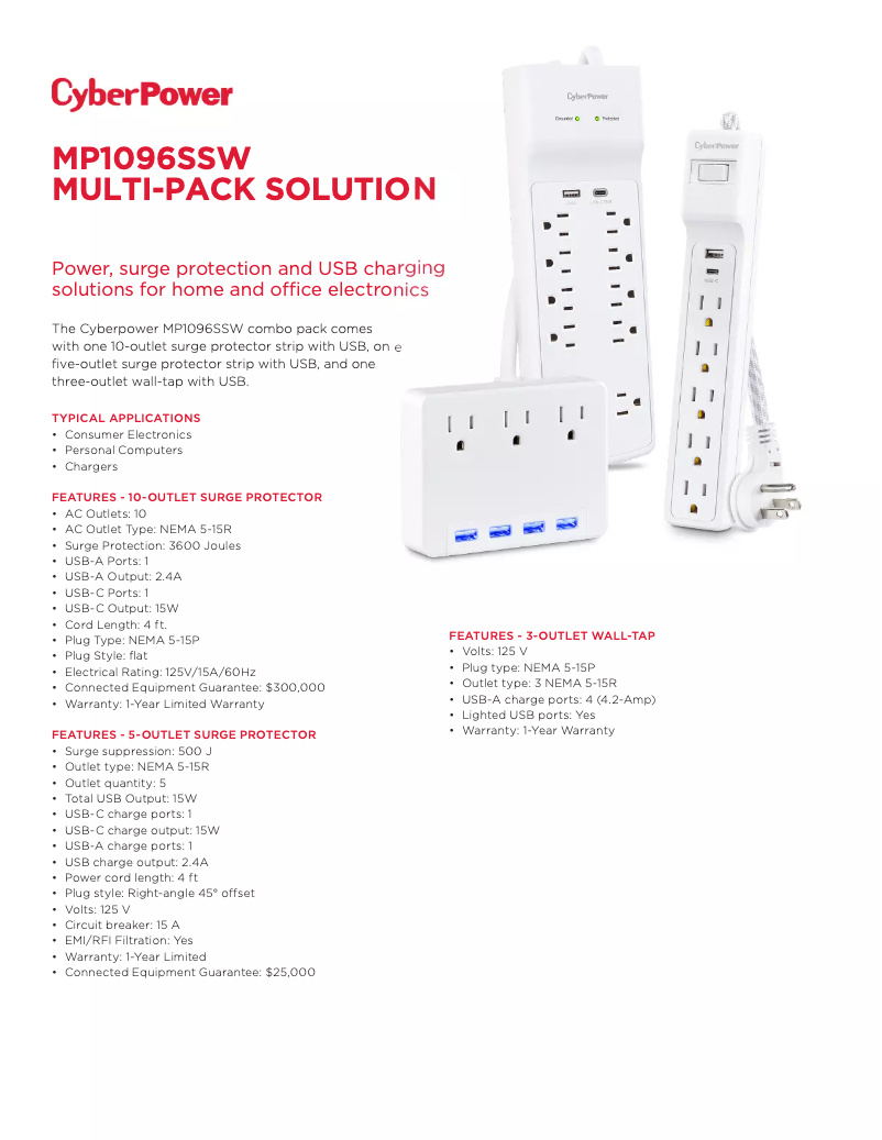 Page 1 de la notice Fiche technique CyberPower MP1096SSW
