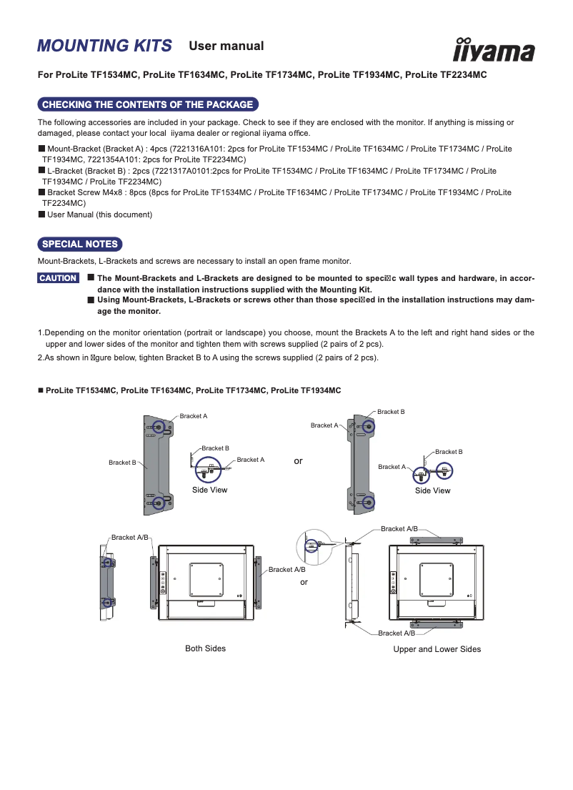 Page 1 de la notice Manuel utilisateur Iiyama OMK1-1