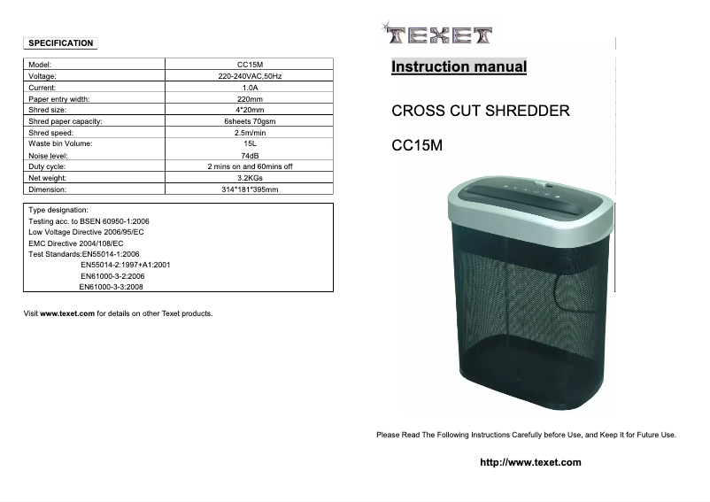 Página 1 del manual Manual de usuario Texet CC15M