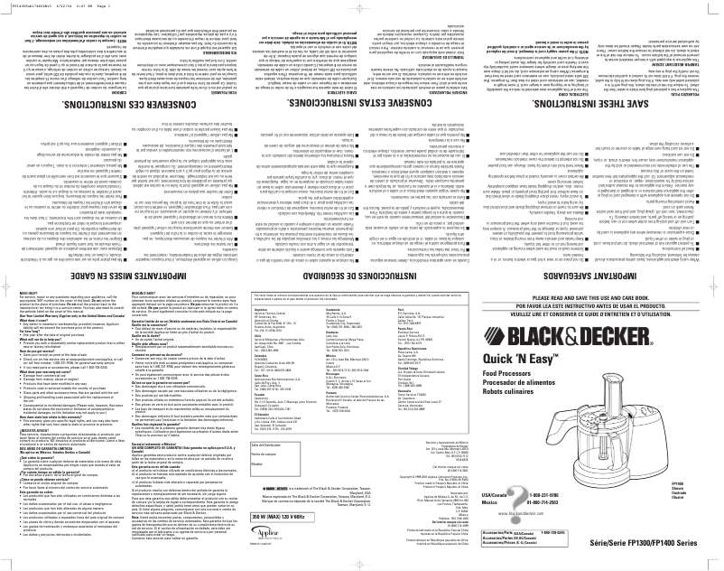 Page 1 de la notice Manuel utilisateur Black & Decker FP1400