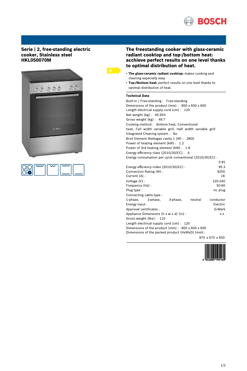 Imagen de la primera página del manual del dispositivo HKL050070M