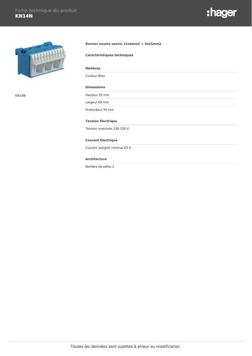 Image de la première page du manuel de l'appareil KN14N