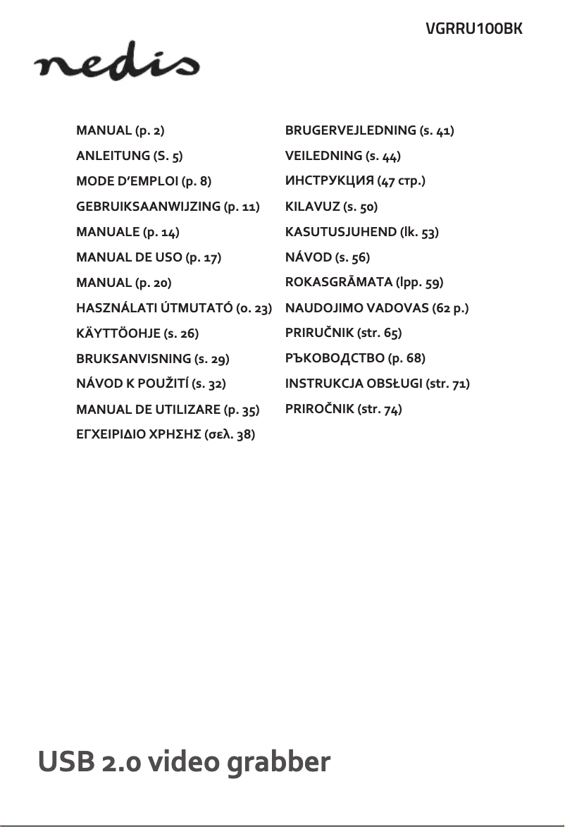 Image de la première page du manuel de l'appareil VGRRU100BK