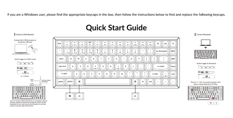 Page 1 de la notice Guide de démarrage rapide Keychron K2 Max