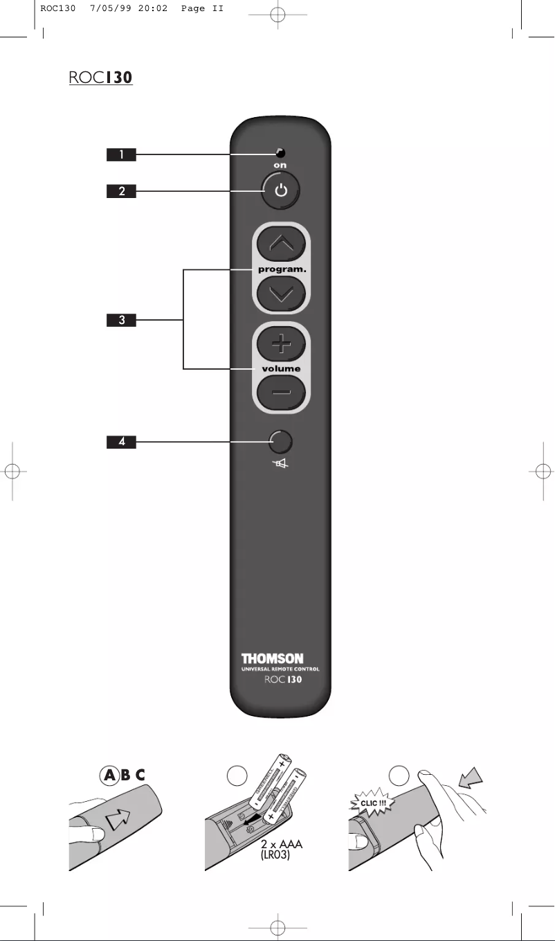 Page n°1 - Manuel utilisateur Thomson ROC130