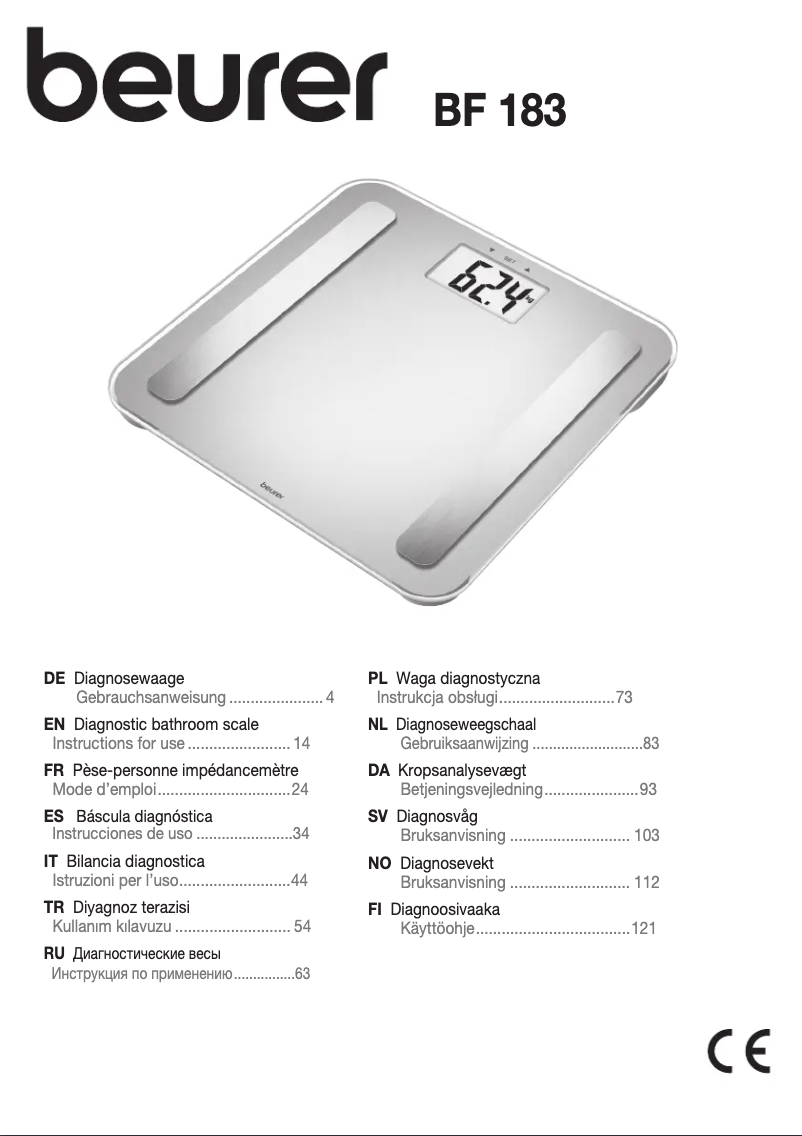 Page 1 de la notice Manuel utilisateur Beurer BF 183