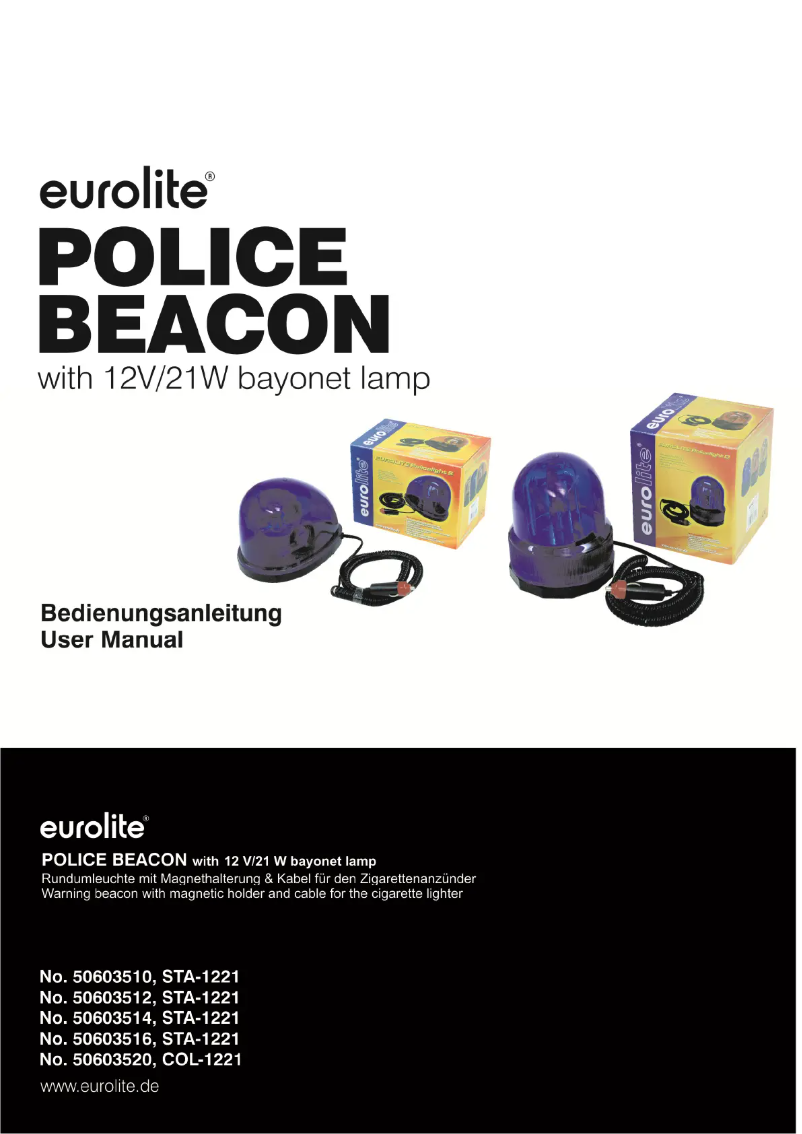 Image de la première page du manuel de l'appareil Police Beacon STA-1221
