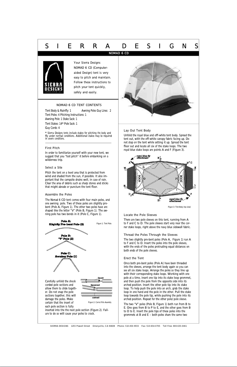 Page 1 de la notice Manuel utilisateur Sierra Designs Nomad 6 CD