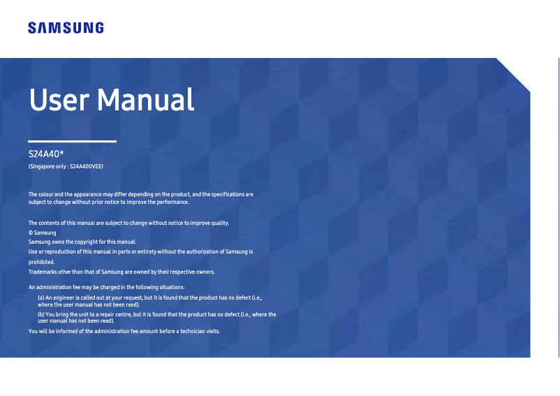 Page n°1 - Manuel utilisateur Samsung S24A400VEE