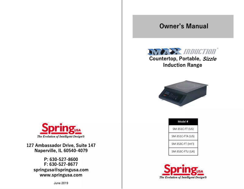 Page 1 de la notice Manuel utilisateur Spring USA SM-351C-FT