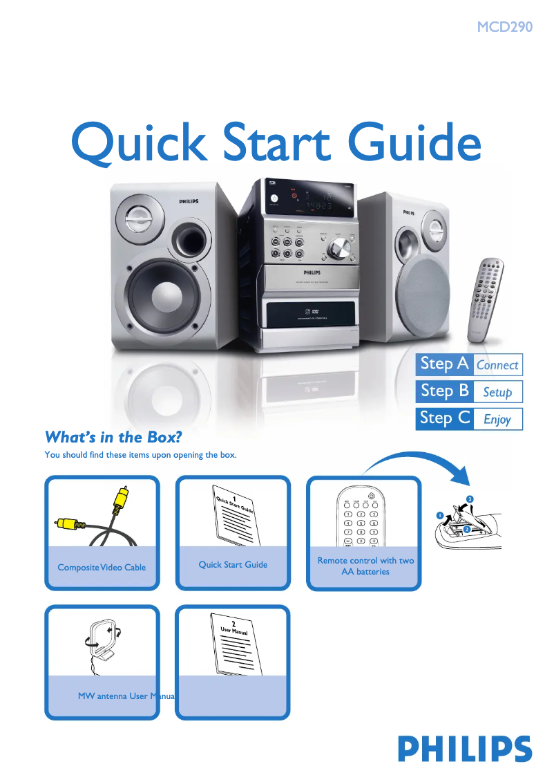 Page 1 de la notice Guide de démarrage rapide Philips MCD290