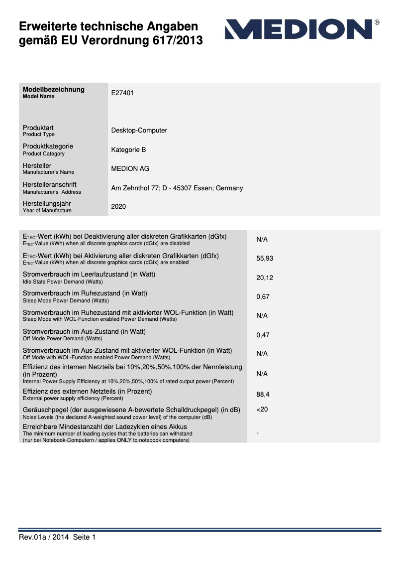 Image de la première page du manuel de l'appareil Akoya E27401