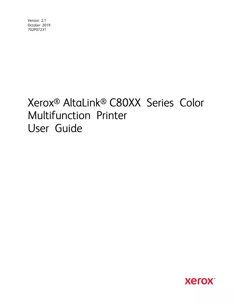 Page n°1 - Manuel utilisateur Xerox AltaLink C8035