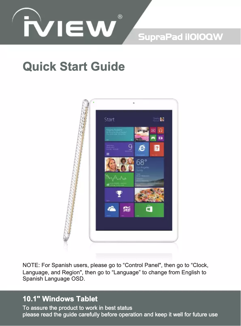 Page n°1 - Manuel utilisateur IVIEW SupraPad i1010QW