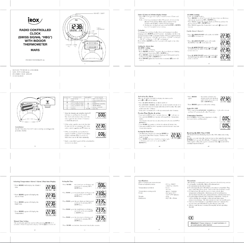Page n°1 - Manuel utilisateur Irox MARS