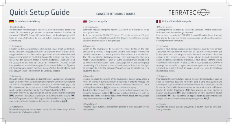 Imagen de la primera página del manual del dispositivo Concert BT Mobile Boost