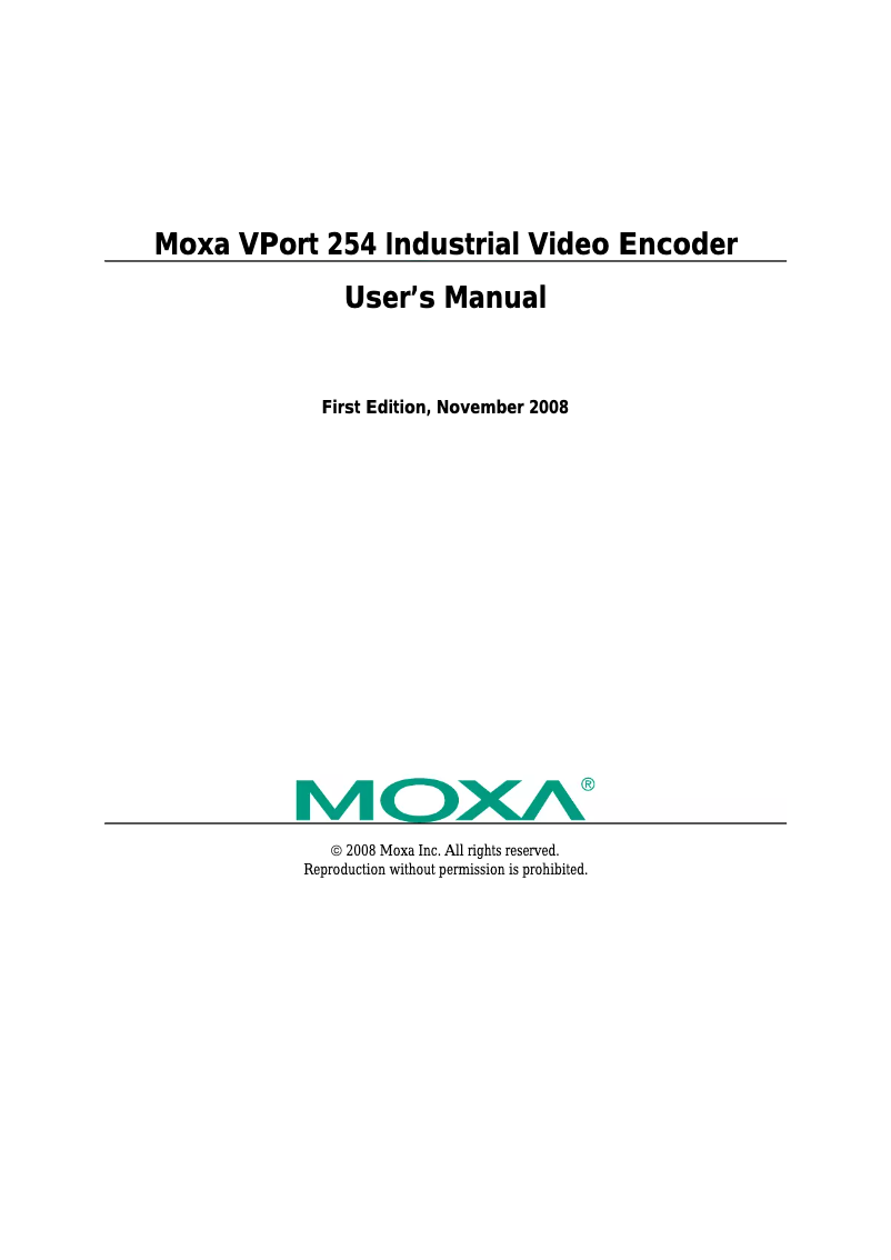 Page 1 de la notice Manuel utilisateur Moxa VPort 254