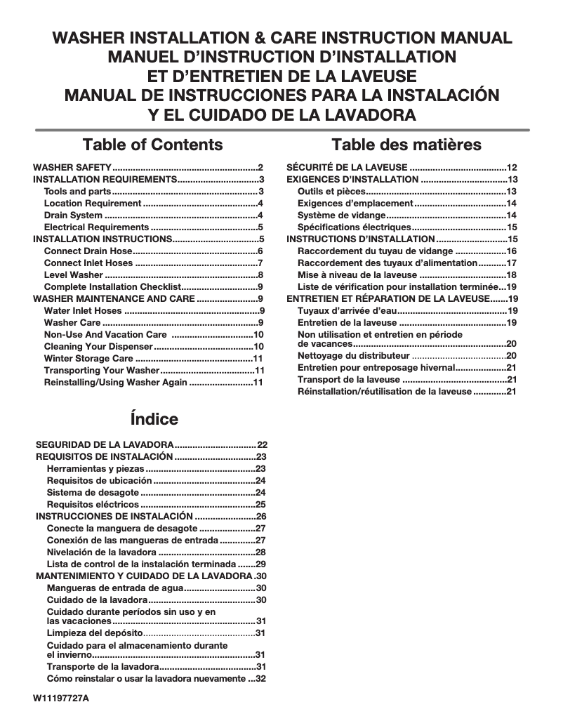 Page n°1 - Manuel utilisateur Maytag MVW6230RHW