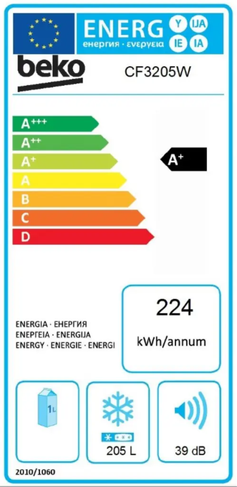Page n°1 - Label énergétique Beko CF3205