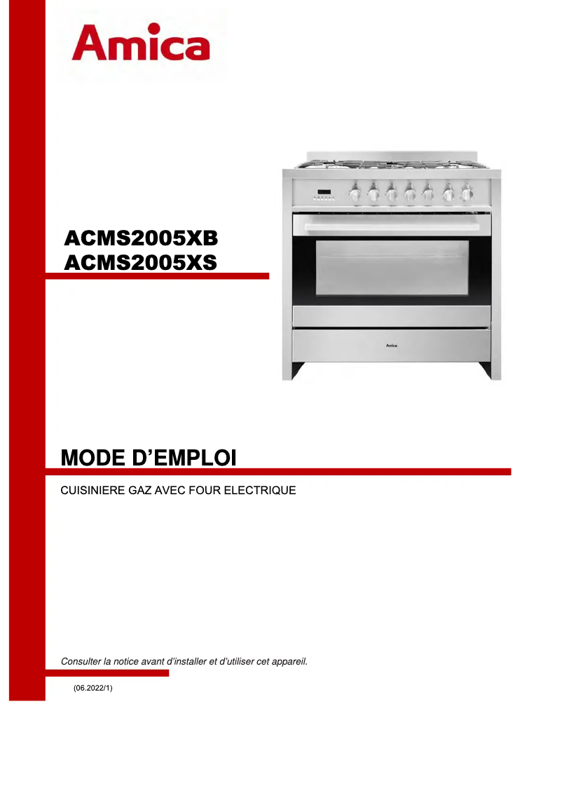 Page n°1 - Manuel utilisateur Amica ACMS2005XB