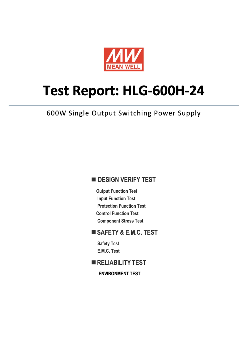 Page n°1 - Fiche technique Mean Well HLG-600H-24