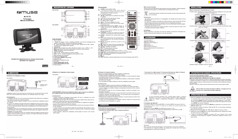 Page 1 de la notice Manuel utilisateur Muse M-115 TV