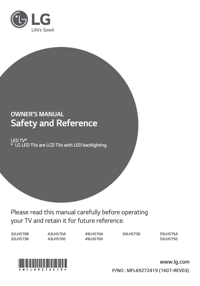 Page n°1 - Manuel utilisateur LG 49LH570A
