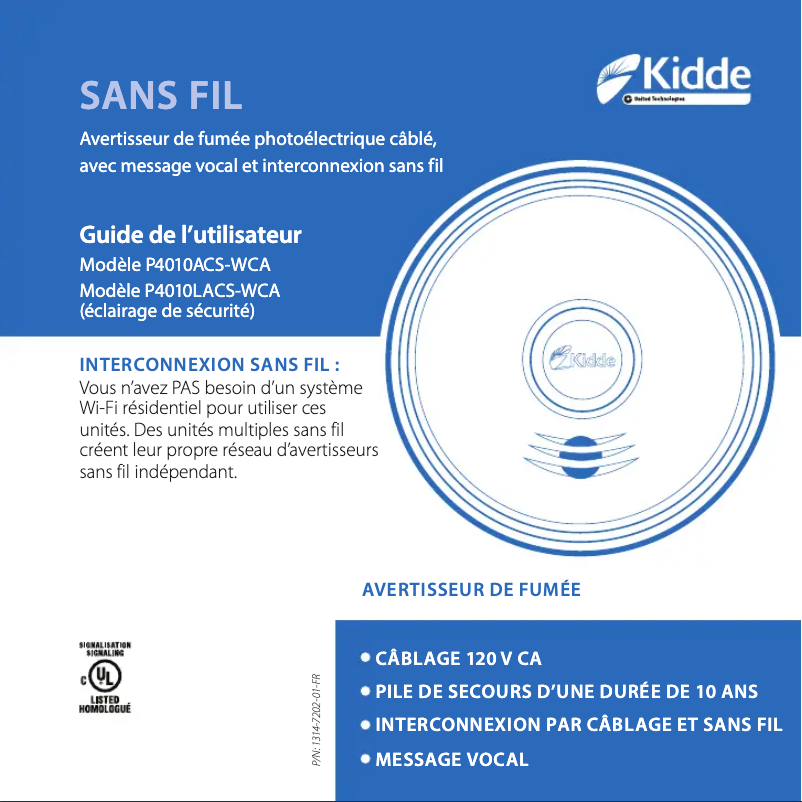 Page n°1 - Manuel utilisateur Kidde P4010ACS-WCA