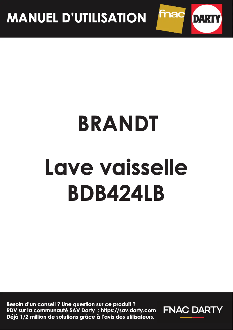 Page n°1 - Manuel utilisateur Brandt BDB424LB