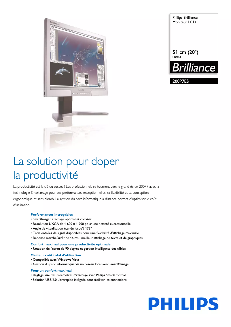 Page n°1 - Fiche technique Philips Brilliance 200P7ES
