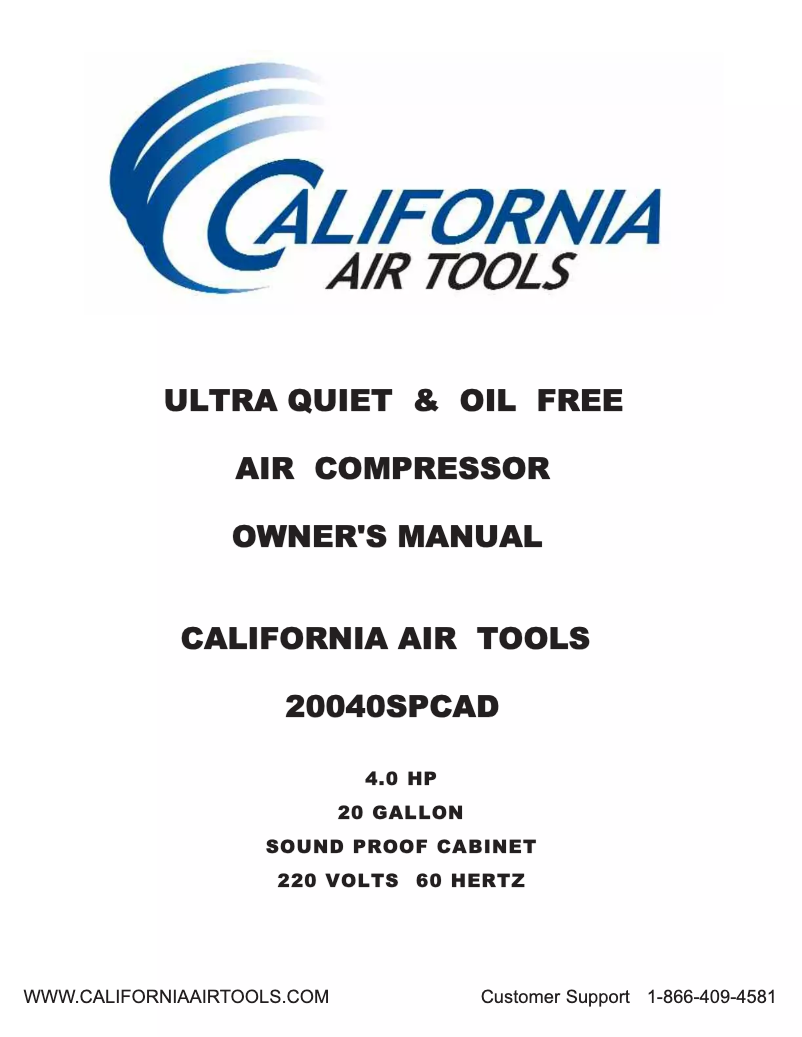 Page n°1 - Manuel utilisateur California Air Tools 20040SPCAD