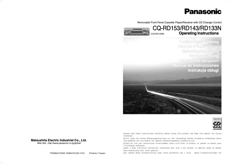 Page 1 de la notice Manuel utilisateur Panasonic CQ-RD153N