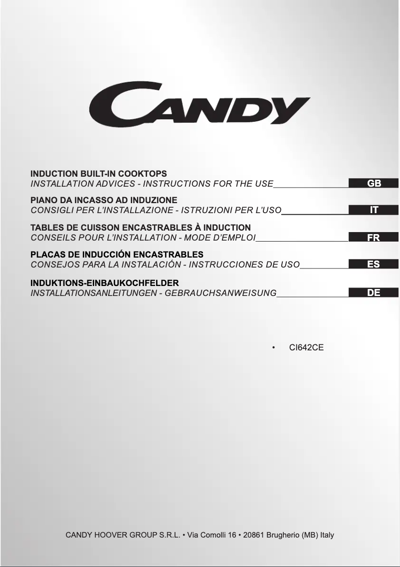 Page n°1 - Manuel utilisateur Candy CI642CE