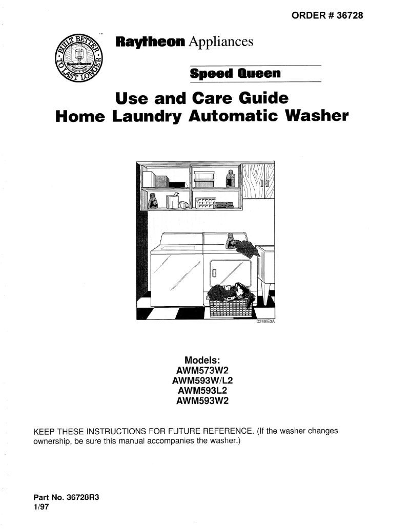 Page n°1 - Manuel utilisateur Speed Queen AWM593W2