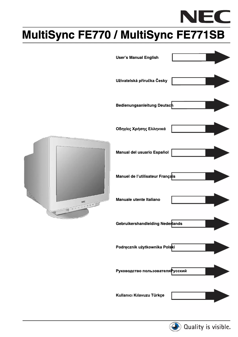Imagen de la primera página del manual del dispositivo MultiSync FE771SB