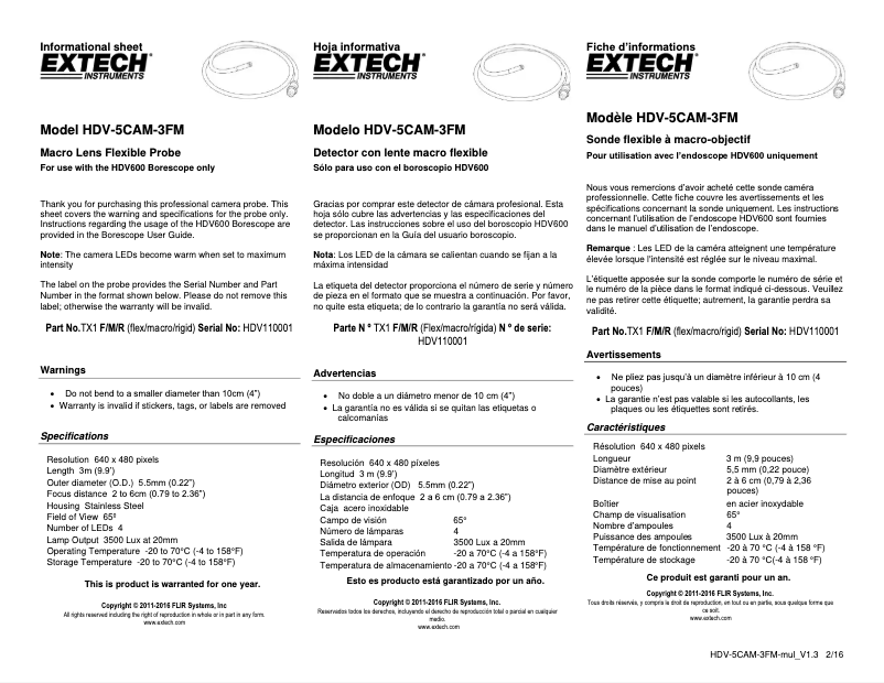First page image of the manual for HDV-5CAM-3FM