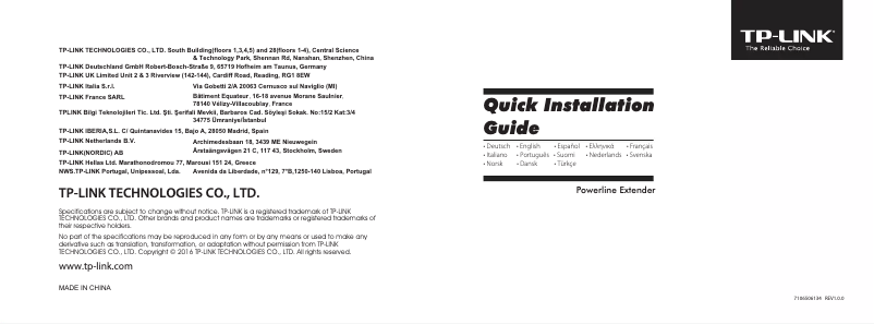 Page 1 de la notice Guide d'installation TP-Link TL-WPA4226T KIT