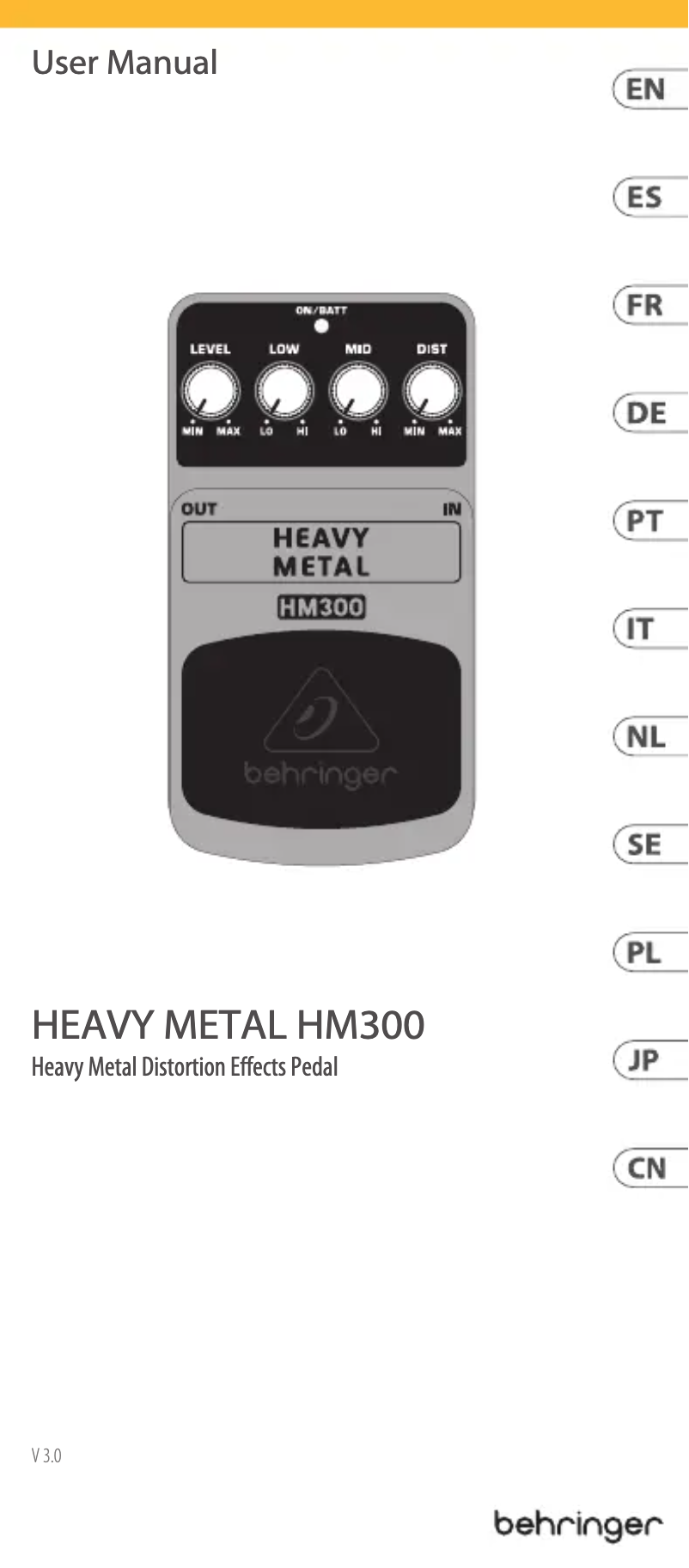 Image de la première page du manuel de l'appareil Heavy Metal HM300