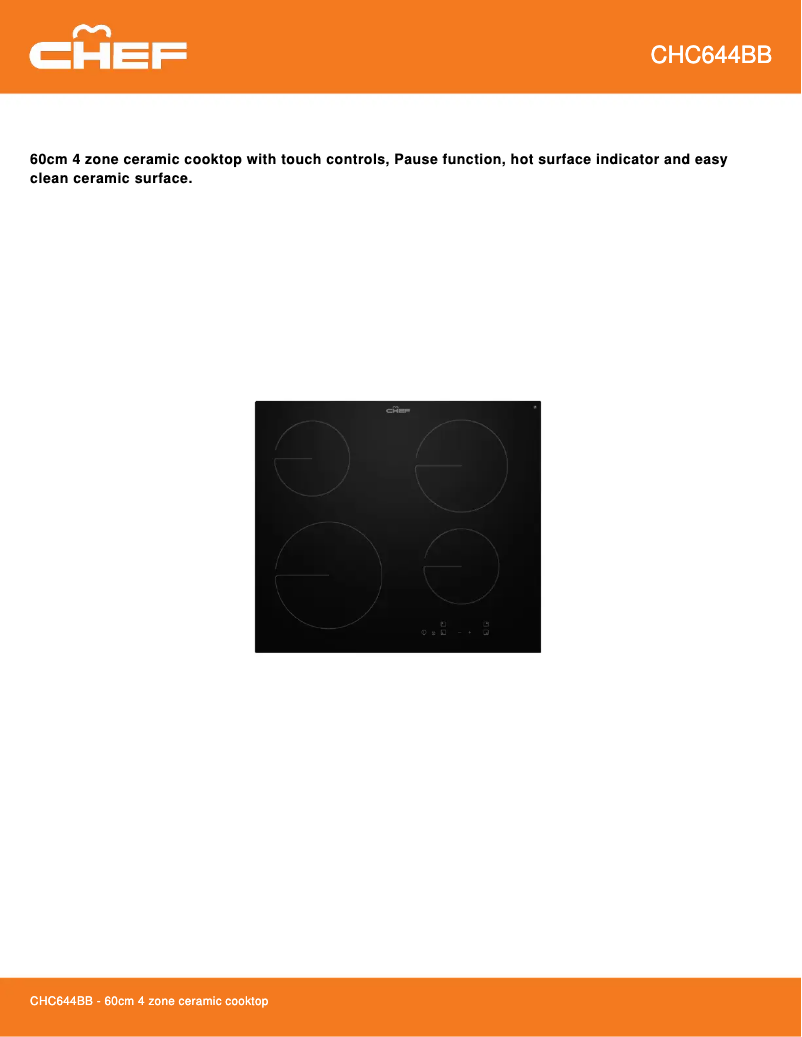 Page 1 de la notice Fiche technique Chef CHC644BB