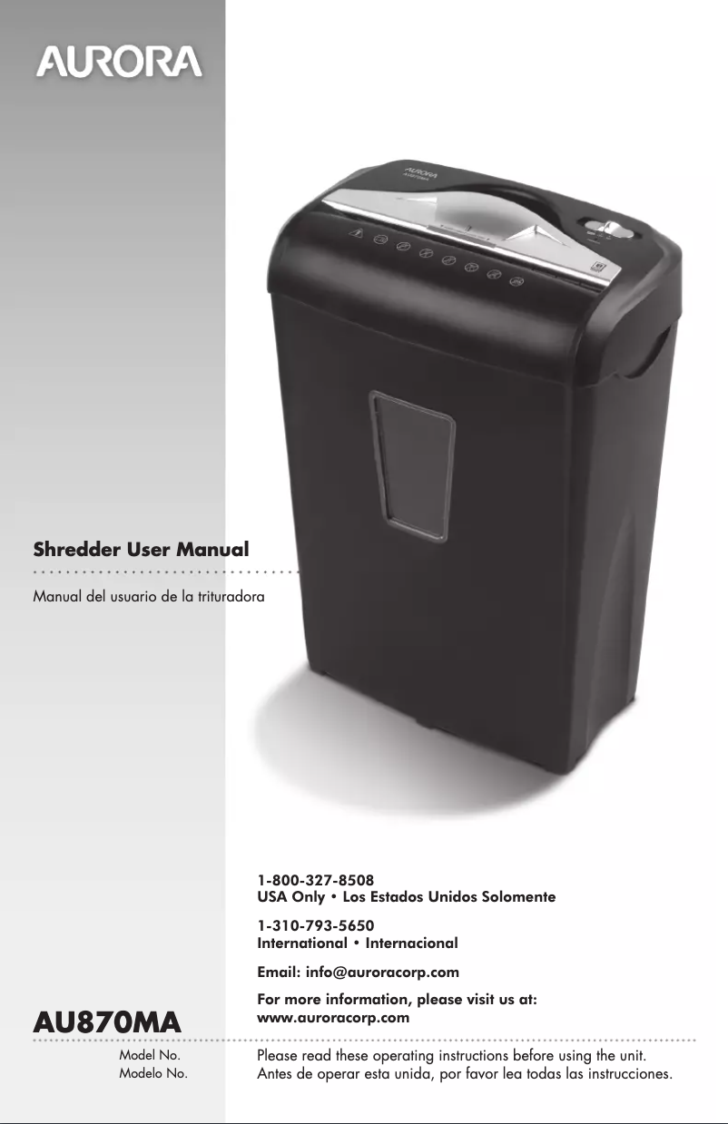Page 1 de la notice Manuel utilisateur Aurora AU870MA