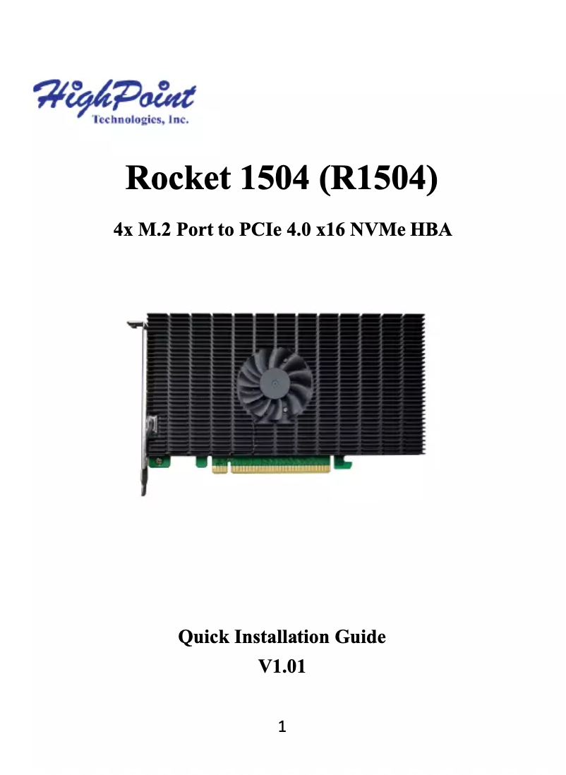 Page n°1 - Manuel utilisateur Highpoint Rocket 1504