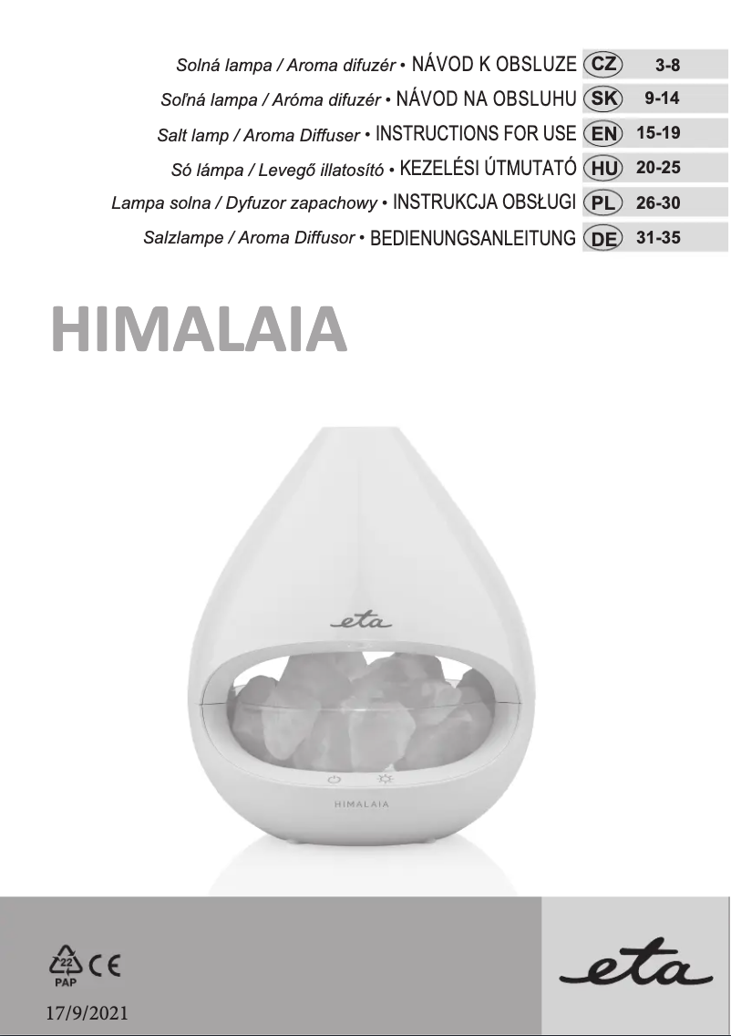 Page 1 de la notice Manuel utilisateur Eta Himalaia