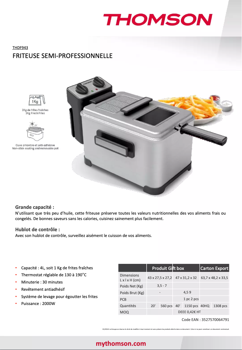 Page n°1 - Manuel utilisateur Thomson THDF943