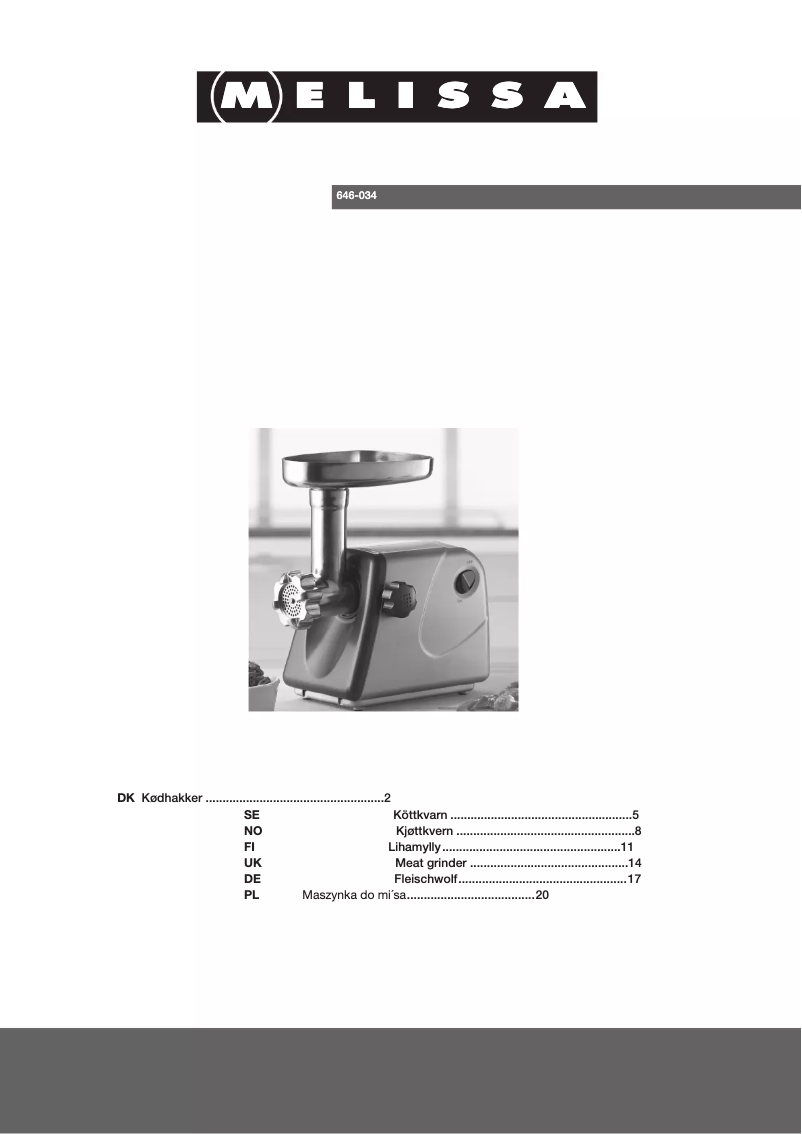 Image de la première page du manuel de l'appareil 646034