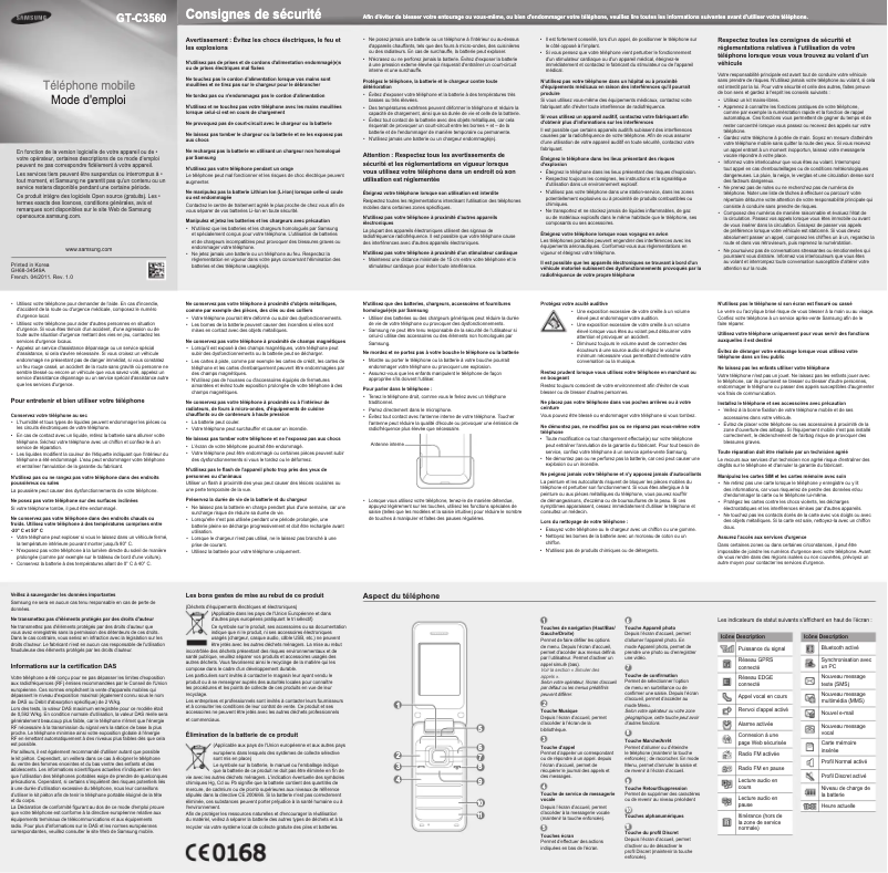 Page n°1 - Manuel utilisateur Samsung C3560